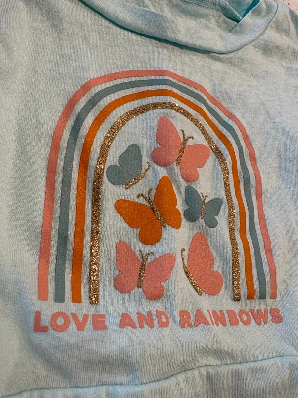 Carter's Mint Striped Cotton Skirt with Rainbow Butterfly Graphic Tee-  9 Months